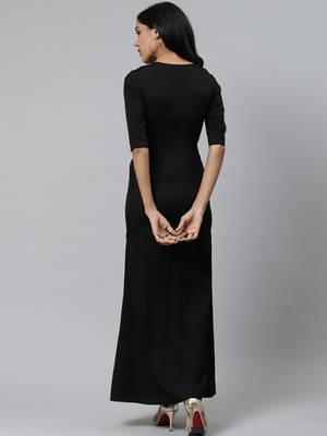 Black plain crepe long kurtis 4