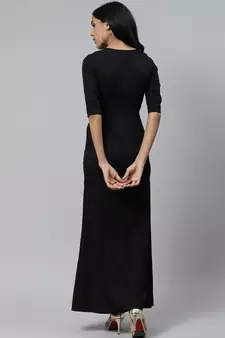 Black plain crepe long kurtis