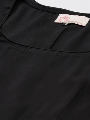 Black plain crepe long kurtis 5