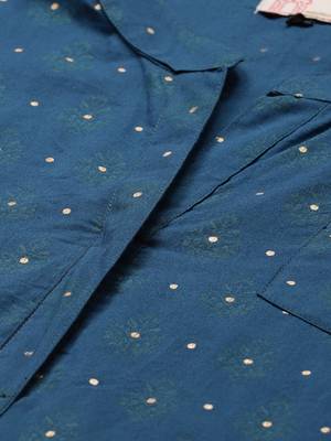 Teal-blue printed cotton cotton-kurtis 5