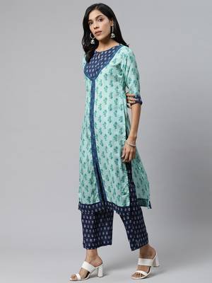Light-green printed cotton cotton-kurtis 2