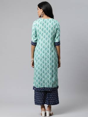 Light-green printed cotton cotton-kurtis 4