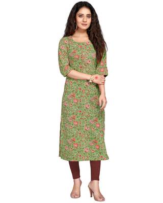 Green printed cotton ethnic-kurtis 2