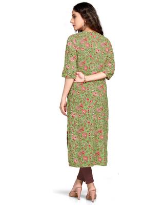 Green printed cotton ethnic-kurtis 3