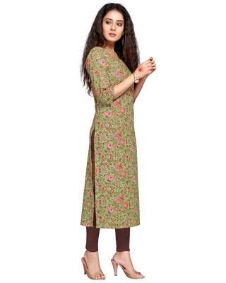 Green printed cotton ethnic-kurtis 4