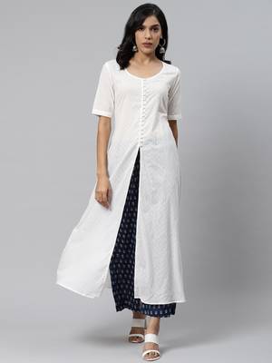 White plain cotton cotton kurtis 1