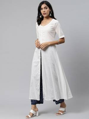 White plain cotton cotton kurtis 2
