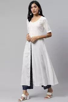 White plain cotton cotton kurtis