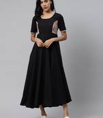 Black plain cotton cotton-kurtis