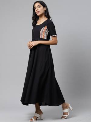 Black plain cotton cotton-kurtis 2