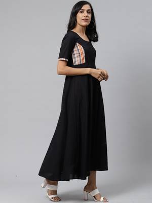 Black plain cotton cotton-kurtis 3