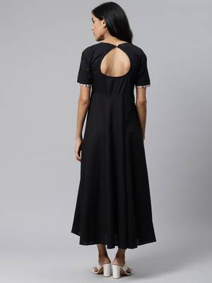 Black plain cotton cotton-kurtis 4