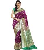 Purple woven satin saree with blouse