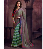 Green embroidered georgette saree with blouse