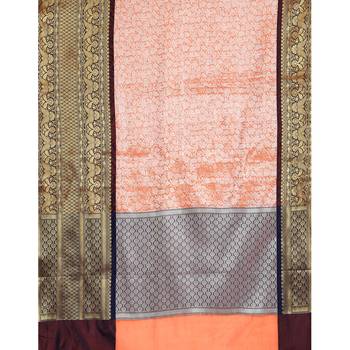 Orange woven kanchipuram silk saree with blouse 3