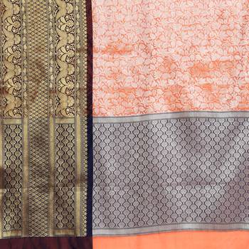 Orange woven kanchipuram silk saree with blouse 4