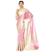 Blue woven kanchipuram silk saree with blouse
