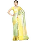 Green woven kanchipuram silk saree with blouse