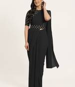 Black plain georgette saree with blouse