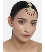 Matte Finish Traditional Pearls Kundan Studded Maang Tikka for Women/Girls (T2911M)