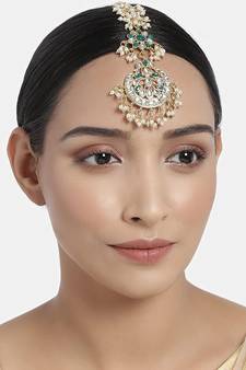 Traditional Pearls Kundan Studded Maang Tikka for Women/Girls (T2872G)