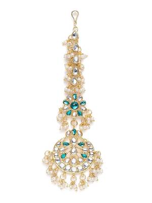 Traditional Pearls Kundan Studded Maang Tikka for Women/Girls  2
