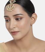 Traditional Pearls Kundan Studded Maang Tikka for Women/Girls 