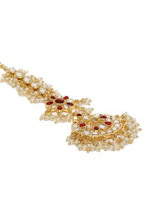Traditional Pearls Kundan Studded Maang Tikka for Women/Girls  2