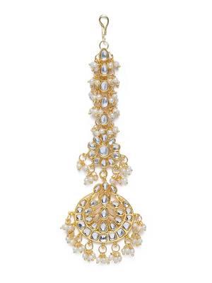 Traditional Pearls Kundan Studded Maang Tikka for Women/Girls  2