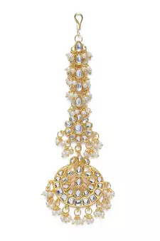 Traditional Pearls Kundan Studded Maang Tikka for Women/Girls 