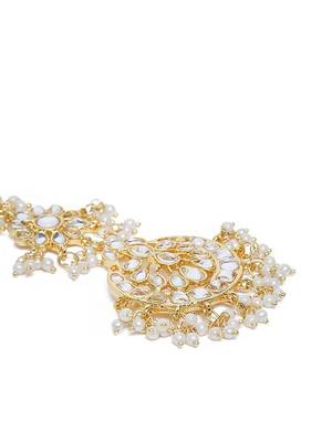 Traditional Pearls Kundan Studded Maang Tikka for Women/Girls  3