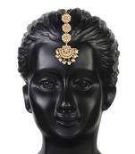 Traditional Matte Finish Floral Beaded Manng Tikka Studded with Kundan & Faux Pearls for Women/Girls