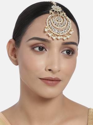 Traditional Kundan Studded with Pearls Maang Tikka for Women/Girls (T2038W) 1