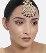 Traditional Kundan Studded with Pearls Maang Tikka for Women/Girls 