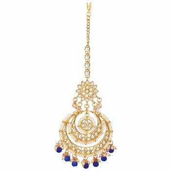 Traditional Kundan Studded with Pearls Maang Tikka for Women/Girls  2