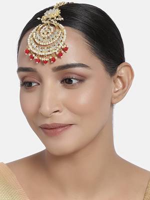 Traditional Kundan Studded with Pearls Maang Tikka for Women/Girls  1