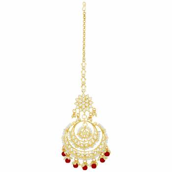Traditional Kundan Studded with Pearls Maang Tikka for Women/Girls  2