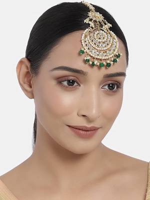 Traditional Kundan Studded with Pearls Maang Tikka for Women/Girls  1