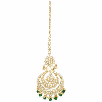 Traditional Kundan Studded with Pearls Maang Tikka for Women/Girls  2