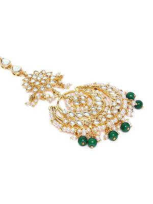 Traditional Kundan Studded with Pearls Maang Tikka for Women/Girls  3