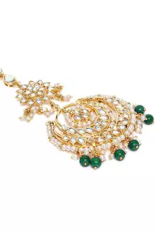 Traditional Kundan Studded with Pearls Maang Tikka for Women/Girls 