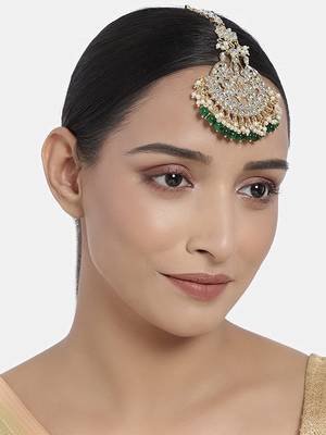 Traditional Kundan & Stone Studded Maang Tikka for Women & Girls  1