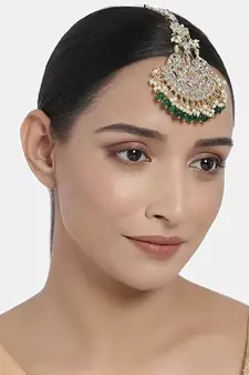 Traditional Kundan & Stone Studded Maang Tikka for Women & Girls (T2042G)