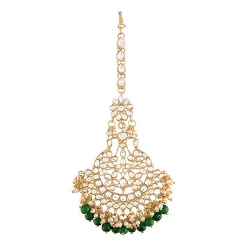 Traditional Kundan & Stone Studded Maang Tikka for Women & Girls  2