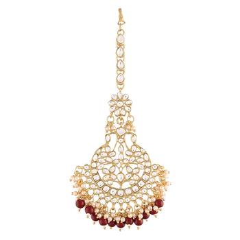 Traditional Kundan & Stone Studded Maang Tikka for Women & Girls  2