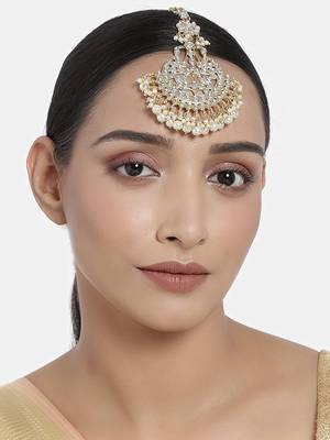 Traditional Kundan & Stone Studded Maang Tikka for Women & Girls  1