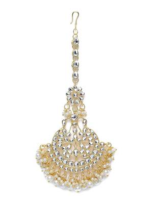 Traditional Kundan & Stone Studded Maang Tikka for Women & Girls  2