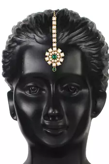 Traditional Kundan & Stone Studded Maang Tikka for Women & Girls (T2035G)