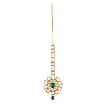Traditional Kundan & Stone Studded Maang Tikka for Women & Girls (T2035G) 3