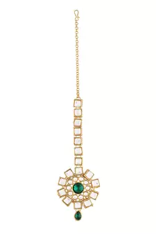 Traditional Kundan & Stone Studded Maang Tikka for Women & Girls (T2035G)